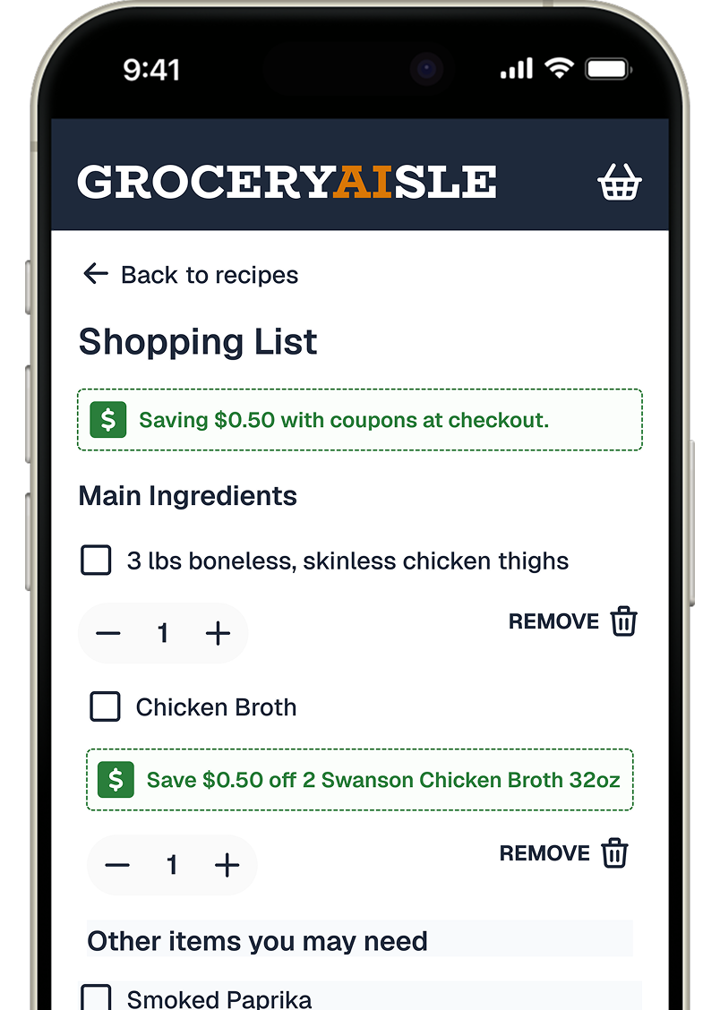 GroceryAisle coupons screen